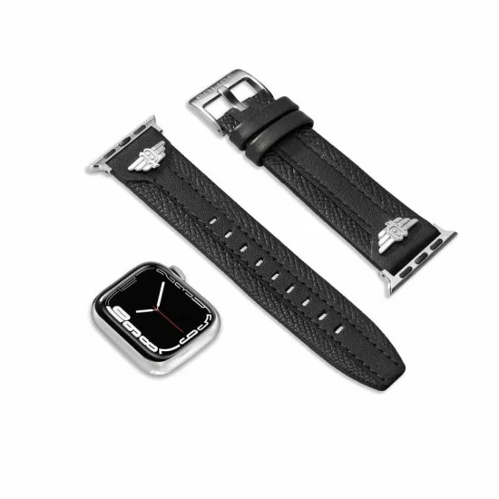 Apple Watch Strap 42/44/45 Wings Leather Police - Black